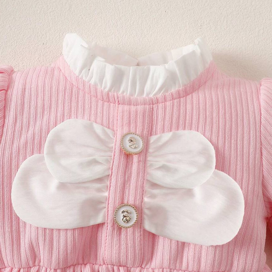 2PCS Lovely Solid Color Ruffles Decoration Baby Romper