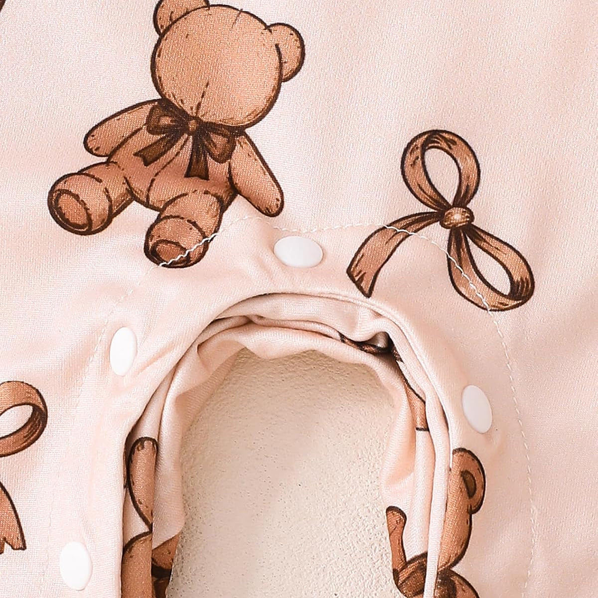 2PCS Casual Bear Bow Print Long Sleeve Baby Jumpsuit