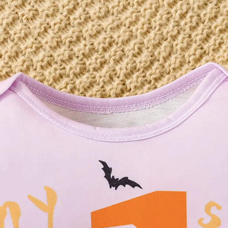 3PCS My 1st Halloween Letter Bat Print Long Sleeve Baby Set