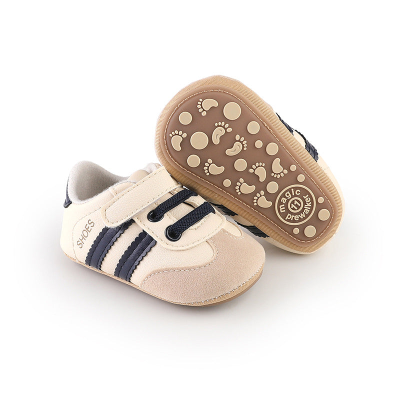 Striped Design Velcro Non Slip Sole Baby Shoes