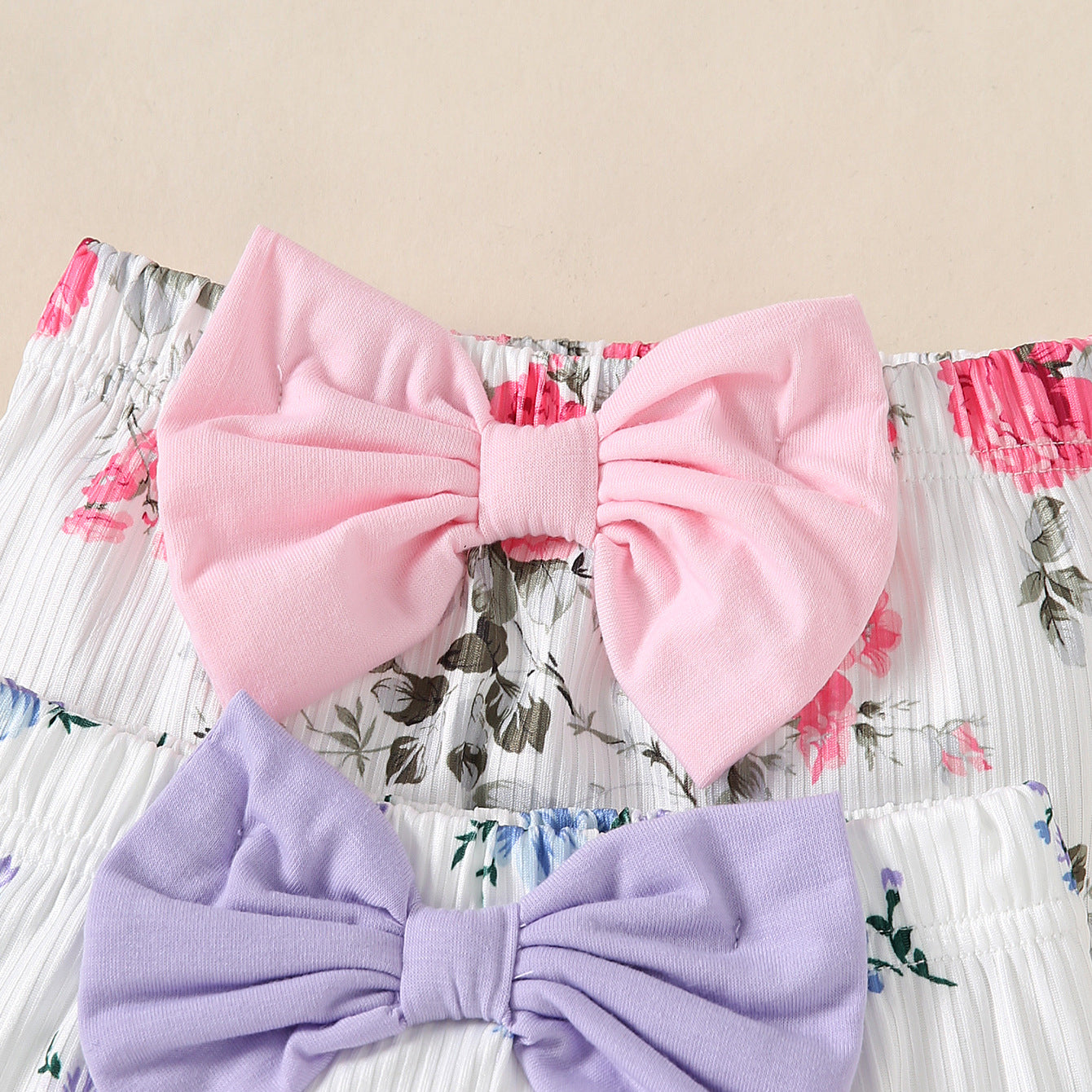 6PCS Mama's Bestie Letter Floral Print Flutter Sleeve Baby Set