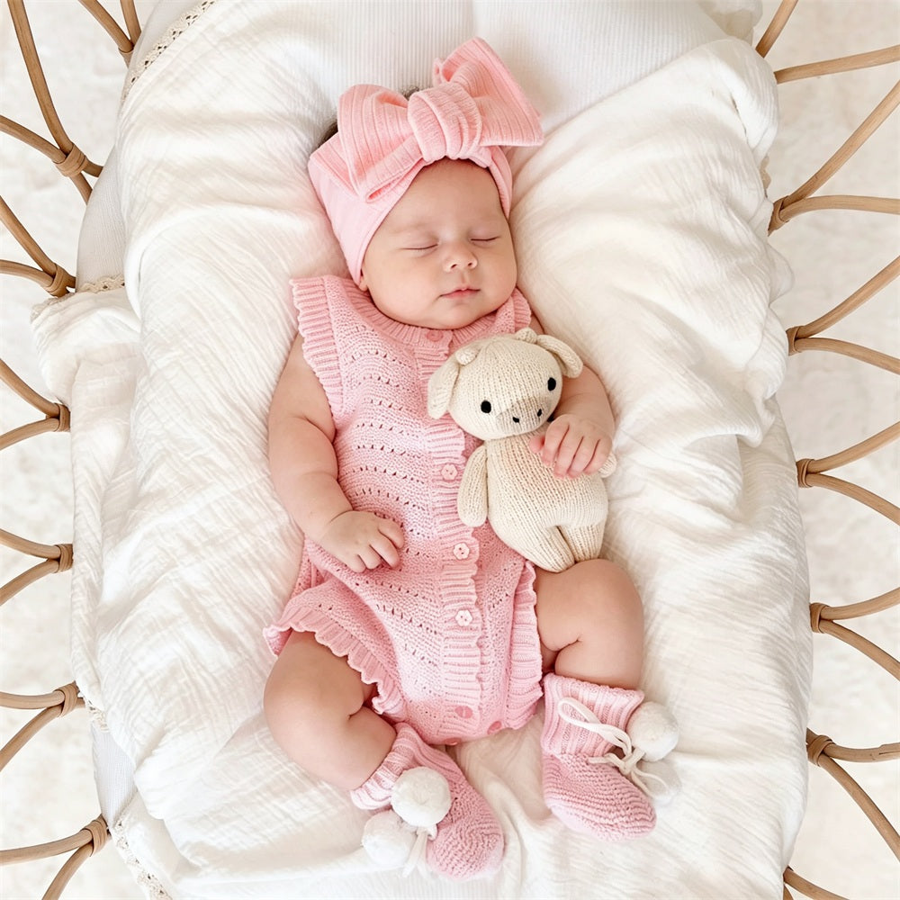 2PCS Lovely Solid Color Knit Flutter Sleeve Baby Jumpsuit