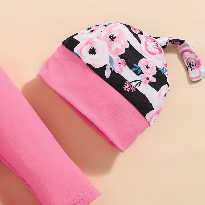 4PCS Daddy's Girl Mommy's World Letter Floral Stripe Printed Baby Set