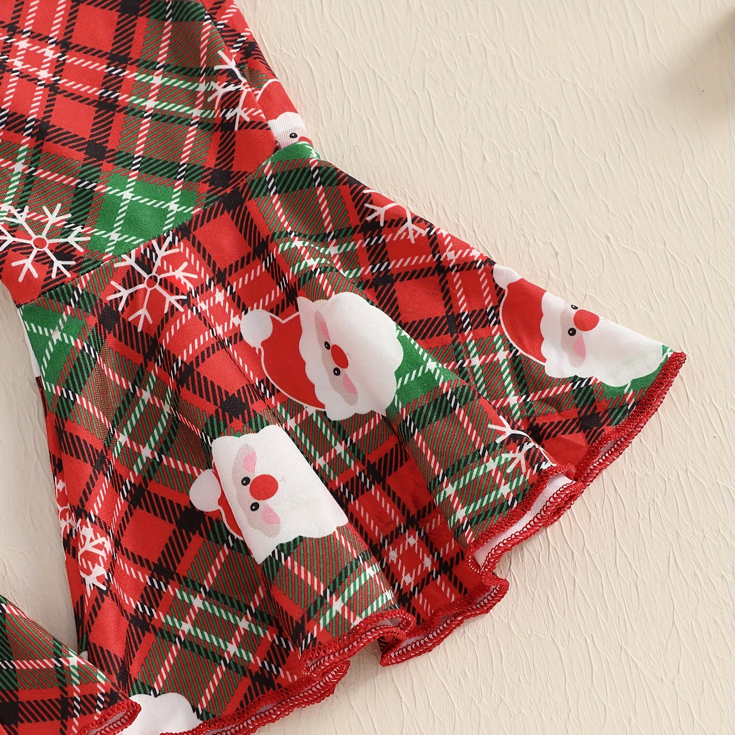 3PCS My First Christmas Letter Santa Claus Plaid Printed Baby Set