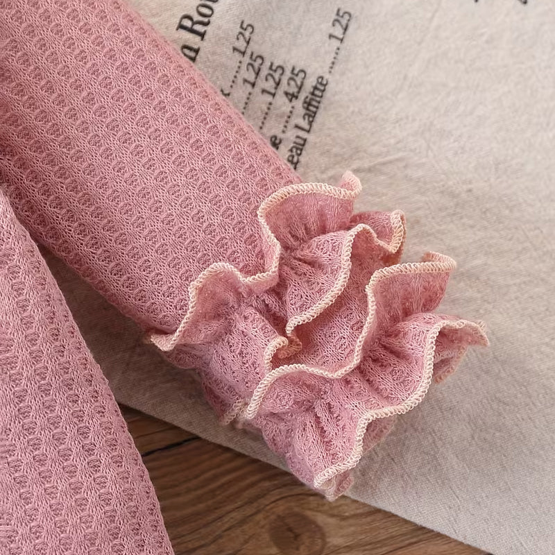 2PCS Hello I'm New Here Letter Printed Ruffle Baby Jumpsuit