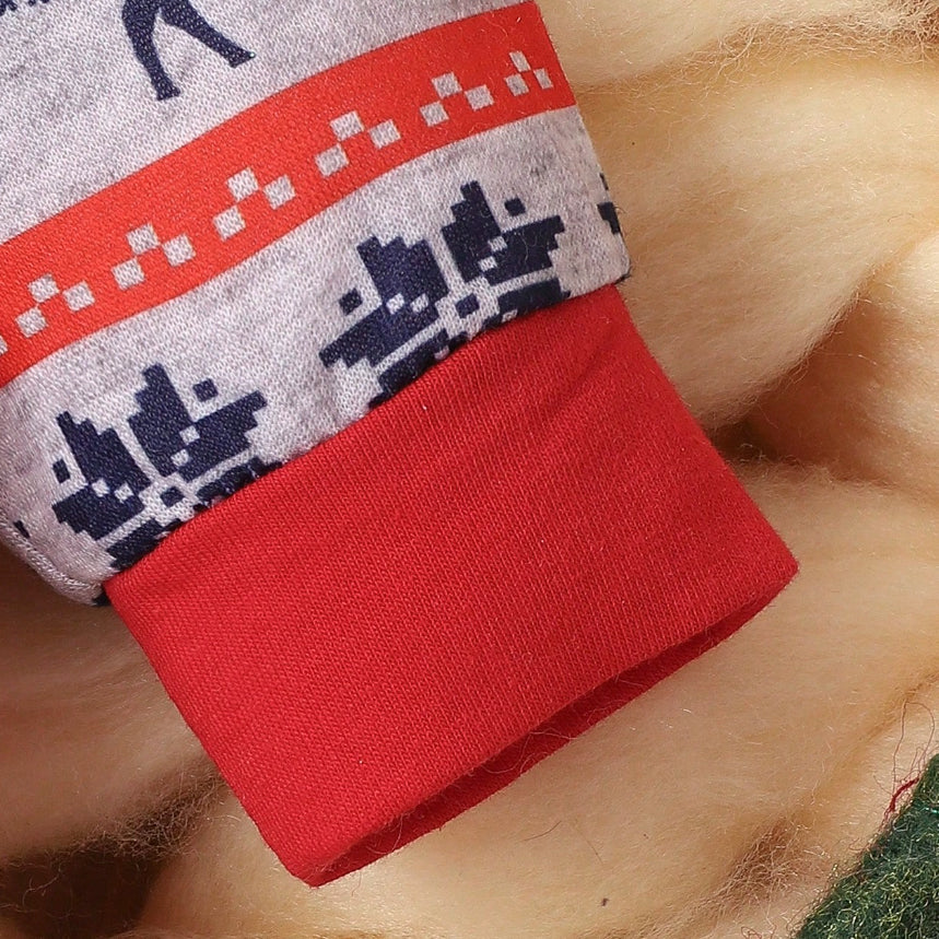 2PCS Deer Printed Long Sleeve Christmas Baby Jumpsuit