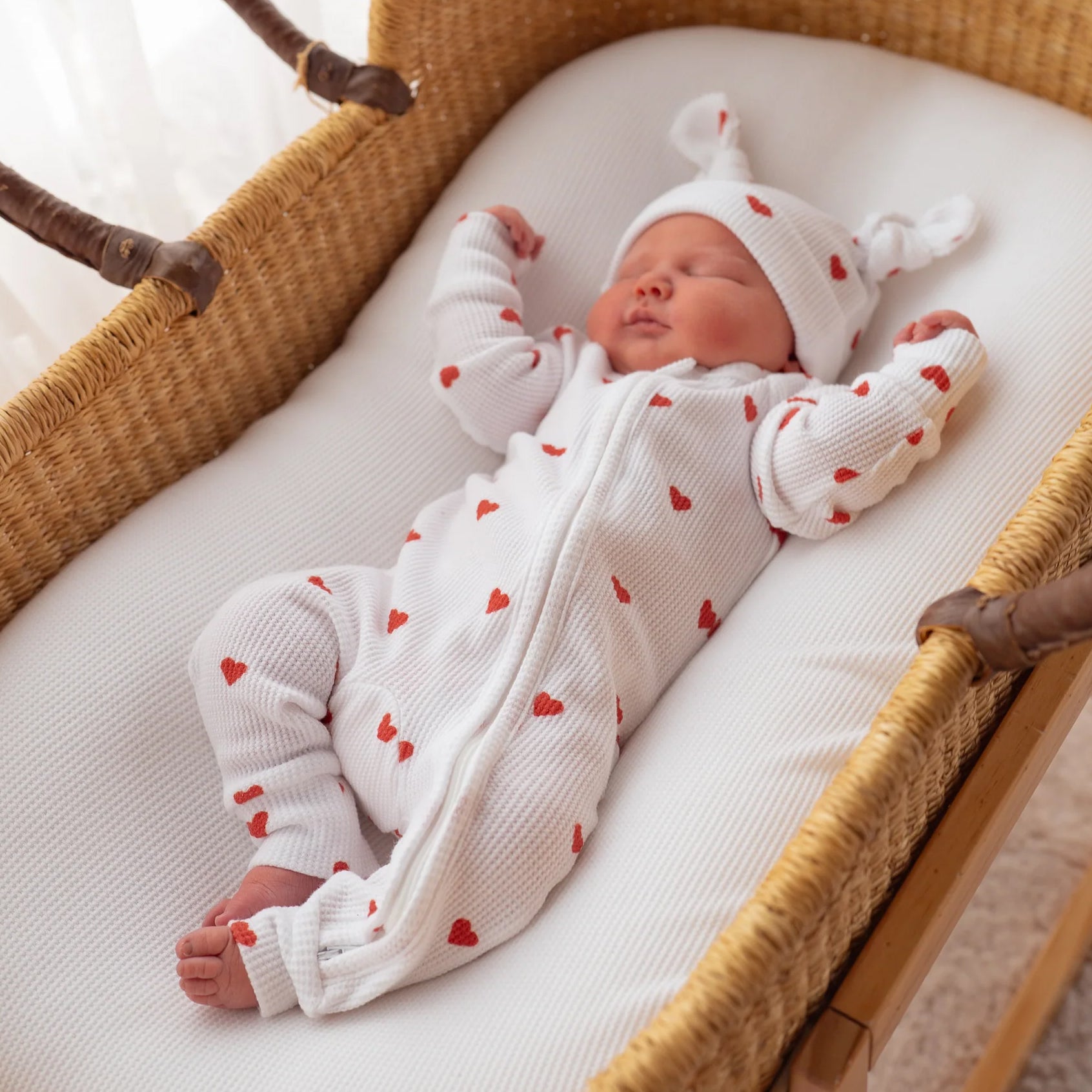 2PCS Stylish Heart Print Zipper Knit Baby Jumpsuit