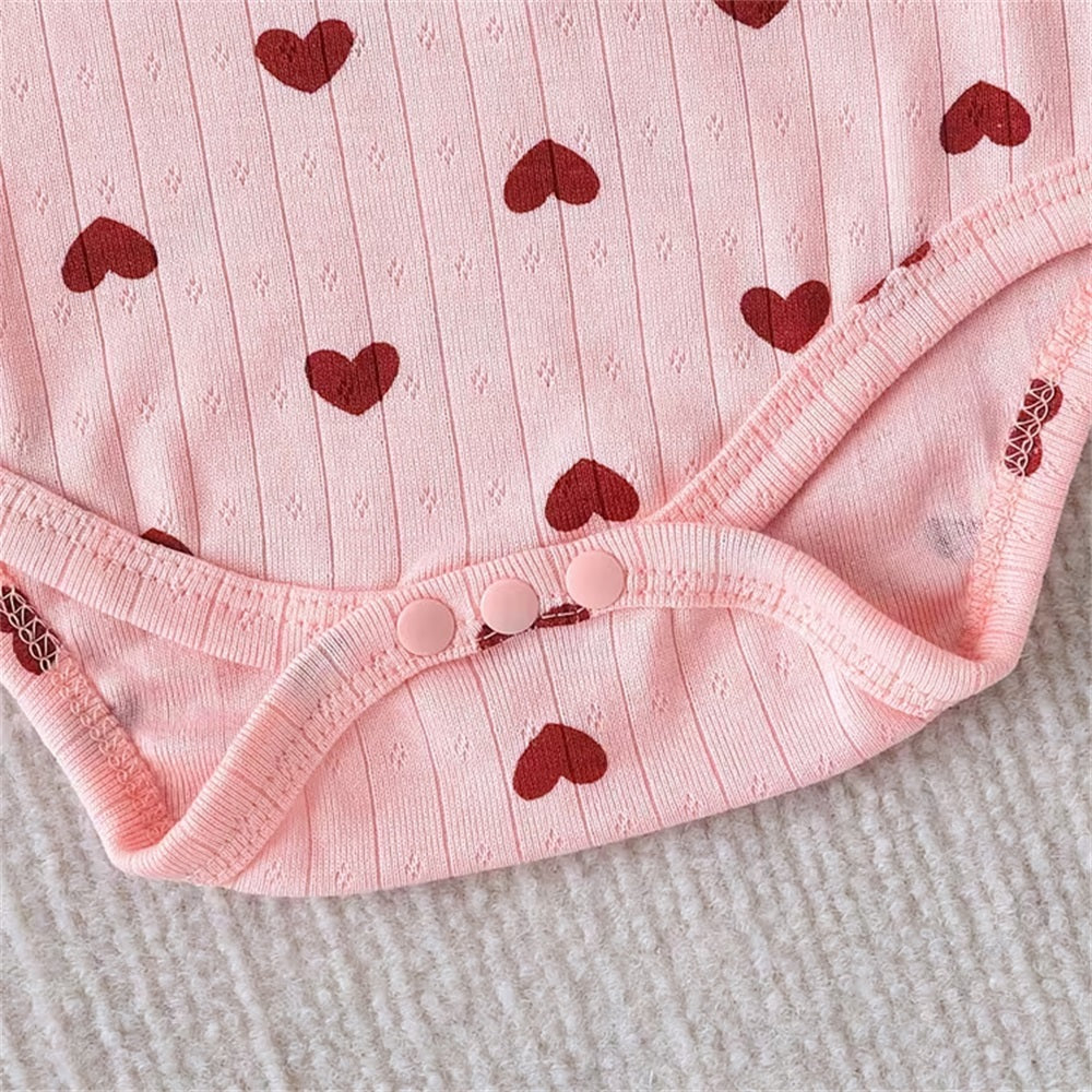 3PCS Comfortable Heart Print Long Sleeve Baby Set