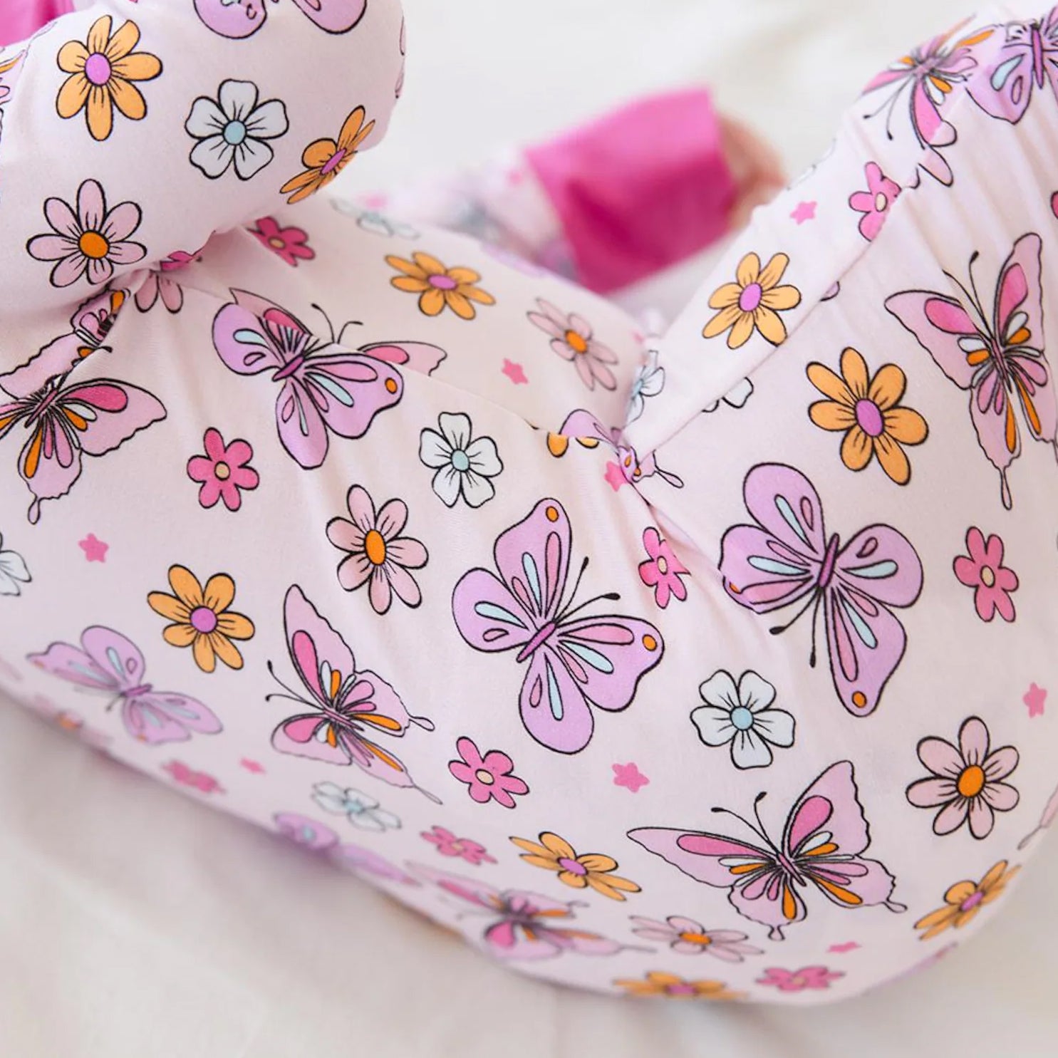 Butterfly Floral Printed Zipper Baby Jumpsuit