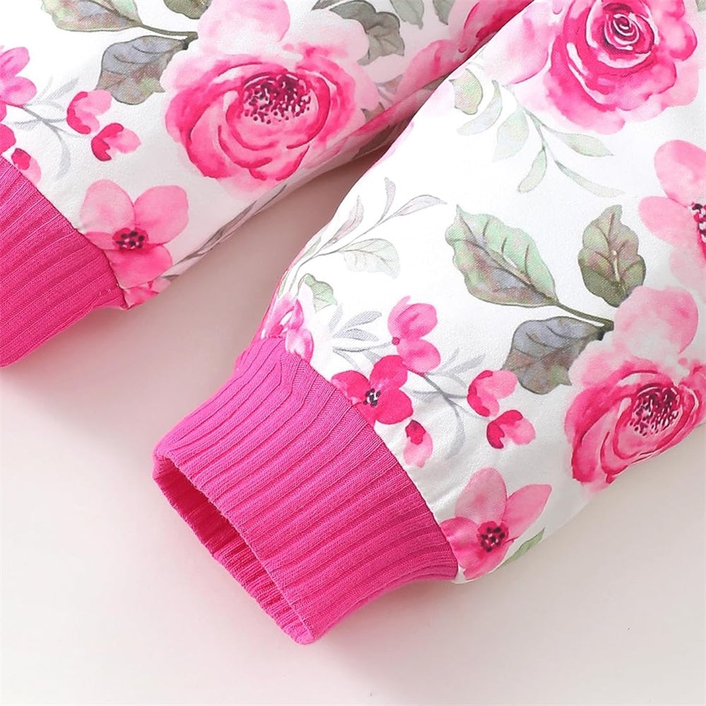 4PCS I'm My Daddy's Girl Letter Floral Printed Baby Set