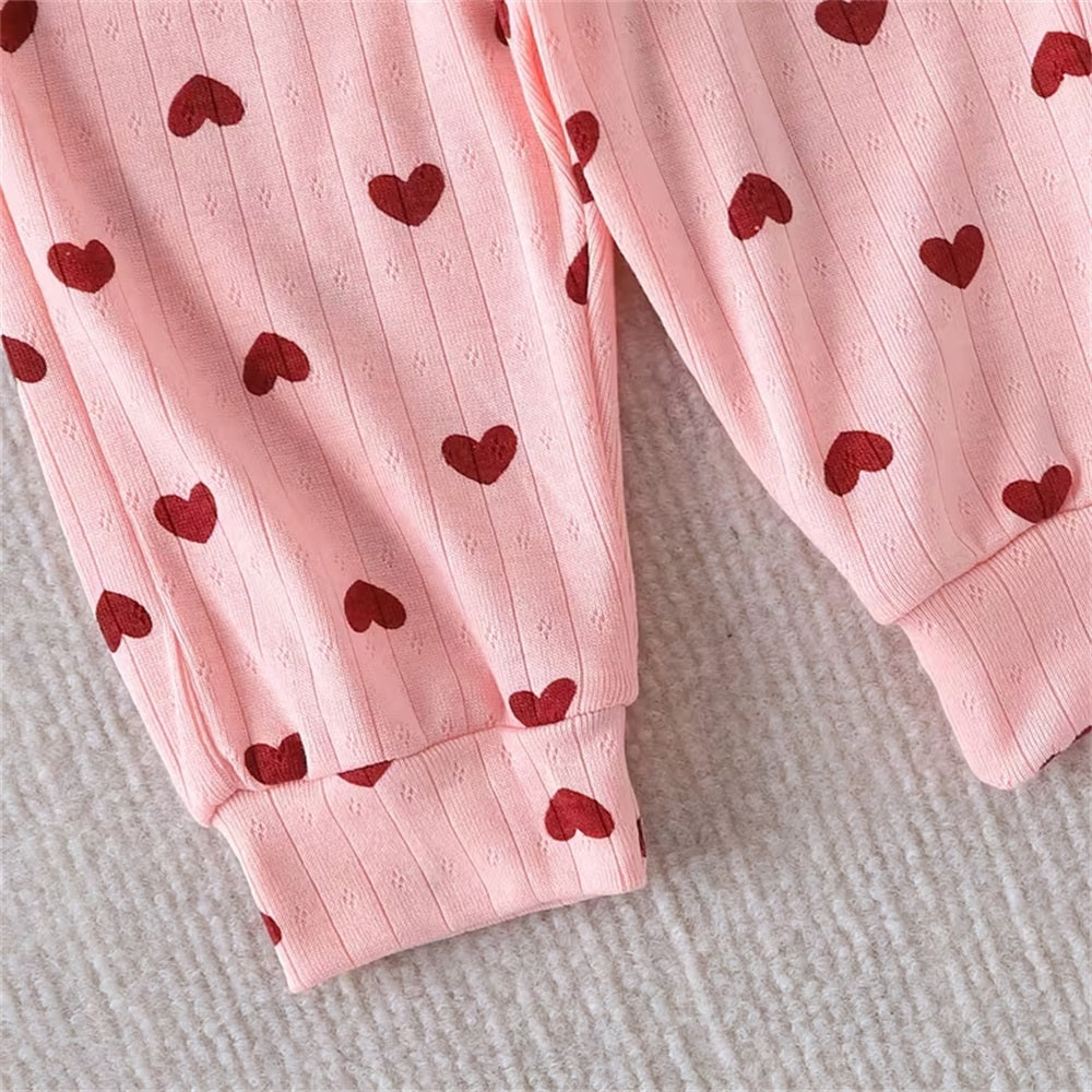 3PCS Comfortable Heart Print Long Sleeve Baby Set