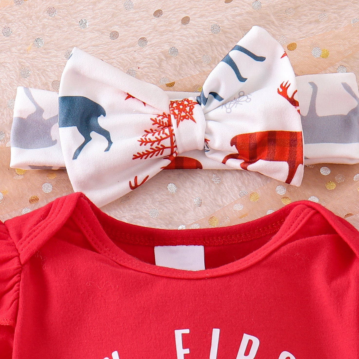3PCS My First Christmas Letter Deer Printed Baby Set