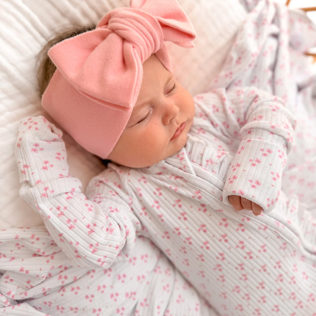 Allover Grace Floral Printed Long Sleeve Zipper Baby Jumpsuit