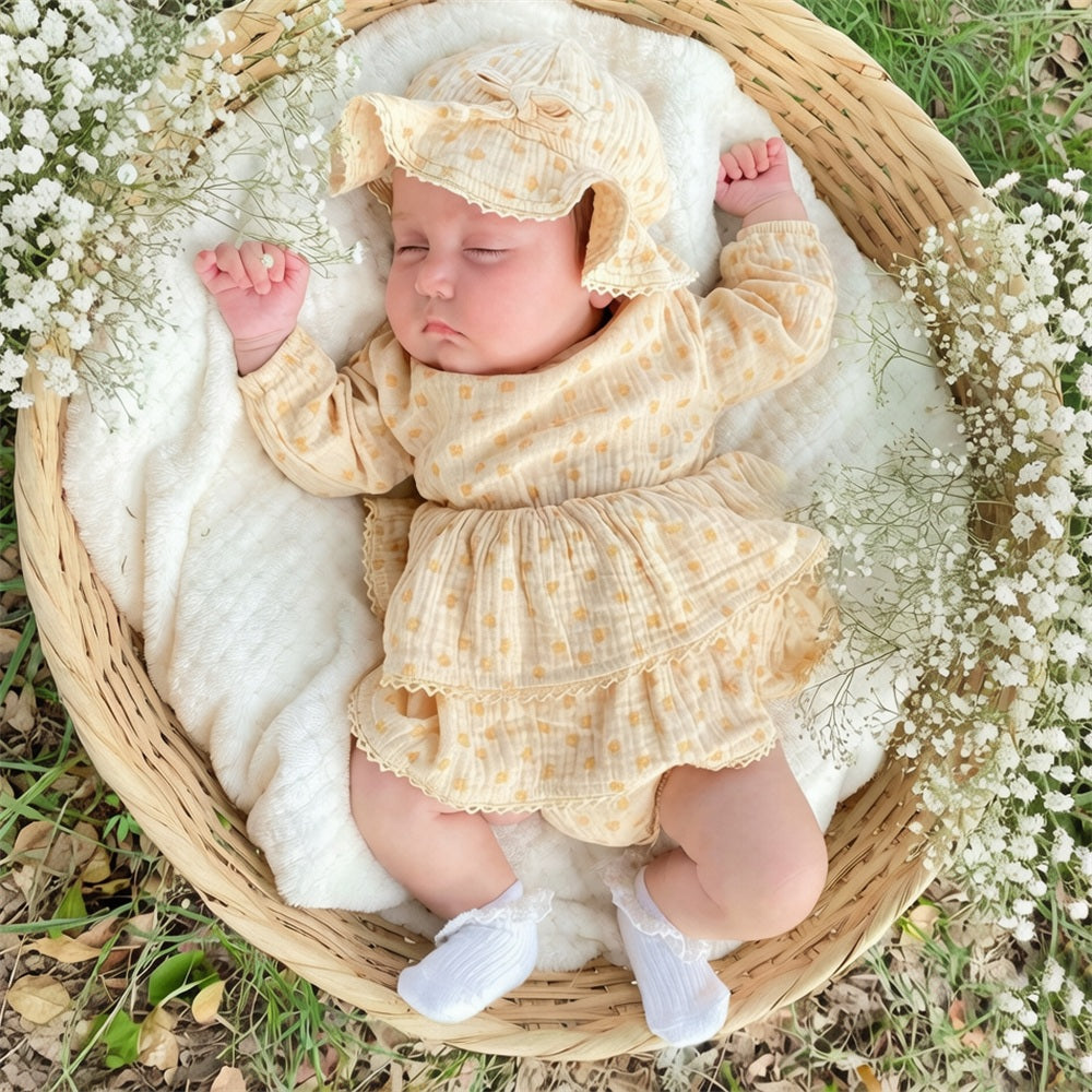 2PCS Pretty Floral Print Ruffle Baby Girl Romper