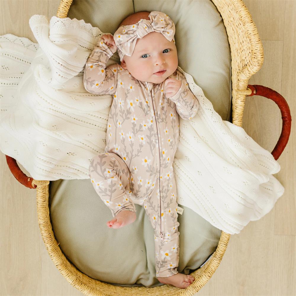 2PCS Cheerful Floral Printed Zipper Baby Jumpsuit