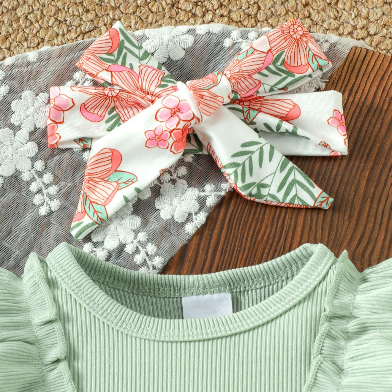 3PCS Dainty Daddy's Little Girl Letter Floral Printed Baby Set