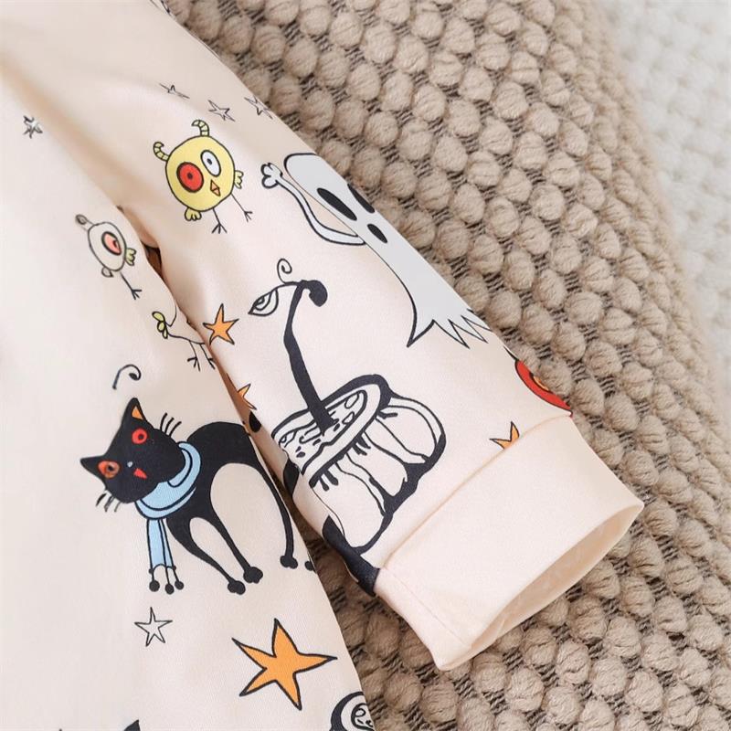 Funny Ghost Halloween Theme Print Baby Jumpsuit