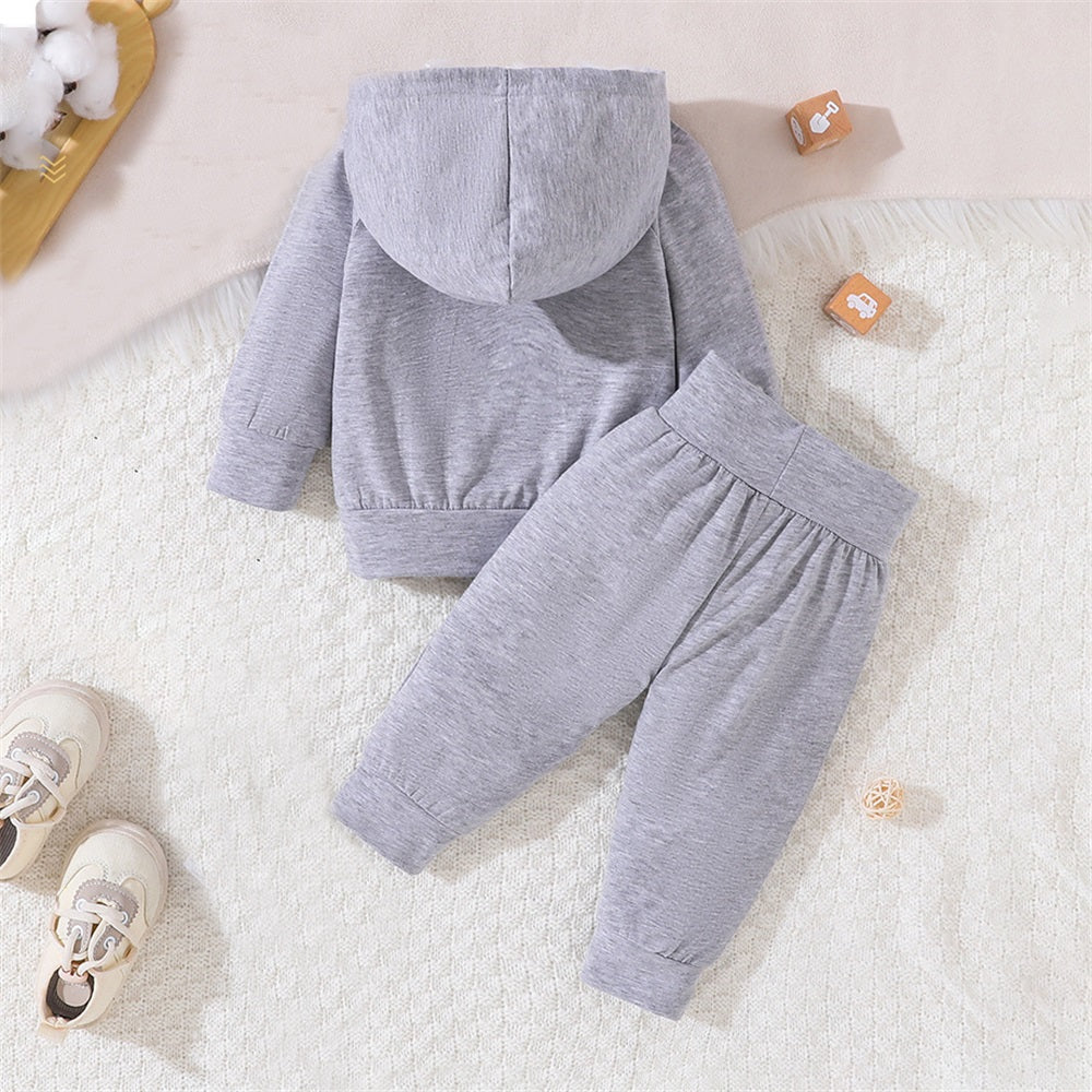 2PCS Mama's Boy Letter Print Long Sleeve Baby Hooded Set