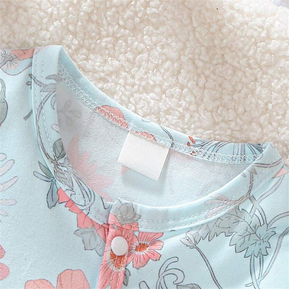 Graceful Floral Print Long Sleeve Baby Jumpsuit