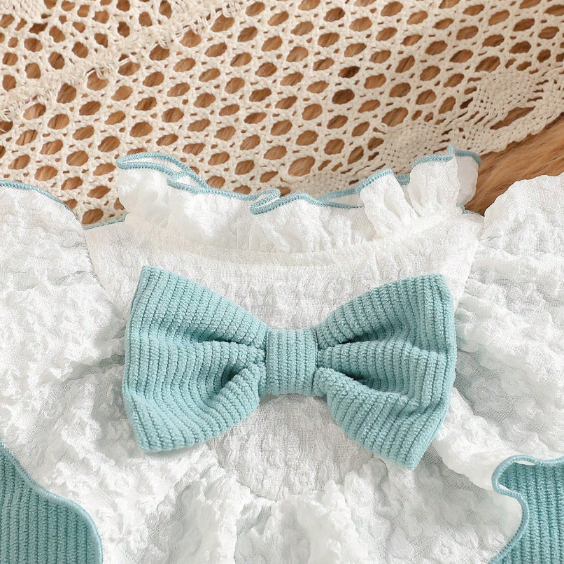Ruffle Collar Frill Butterfly Decor Long Sleeve Baby Girl Jumpsuit