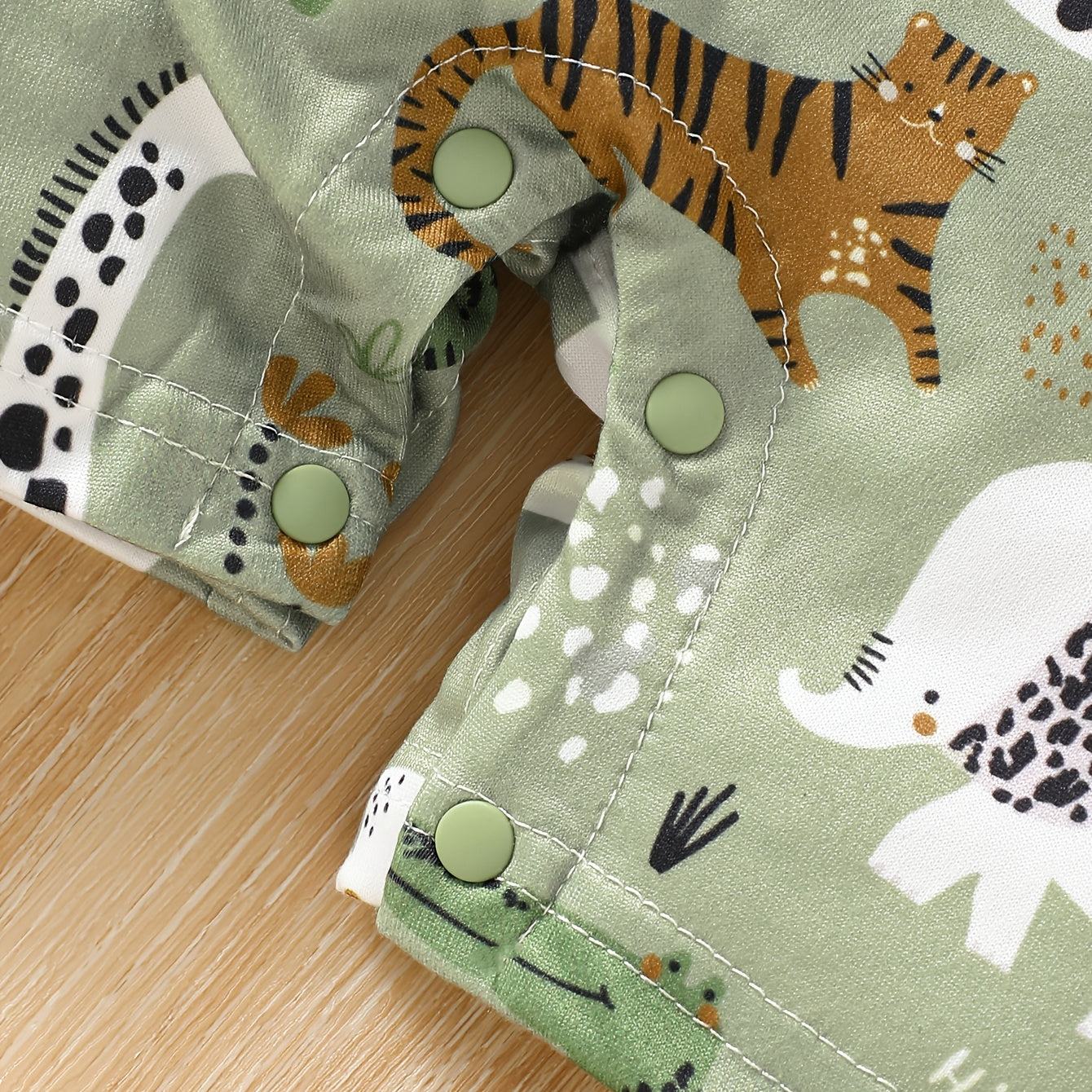 Cozy Fake Two-Piece Animal Print Short Sleeve Baby Jumpsuit