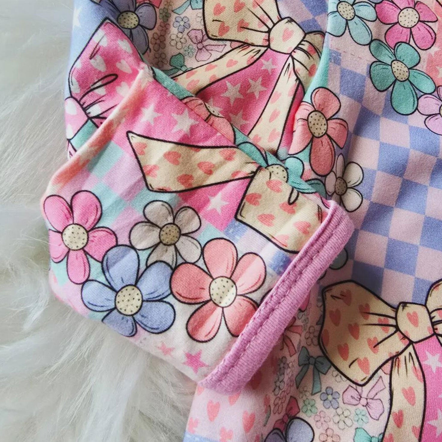 Cute Floral Plaid Printed Zipper Long Sleeve Baby Jumpsuit