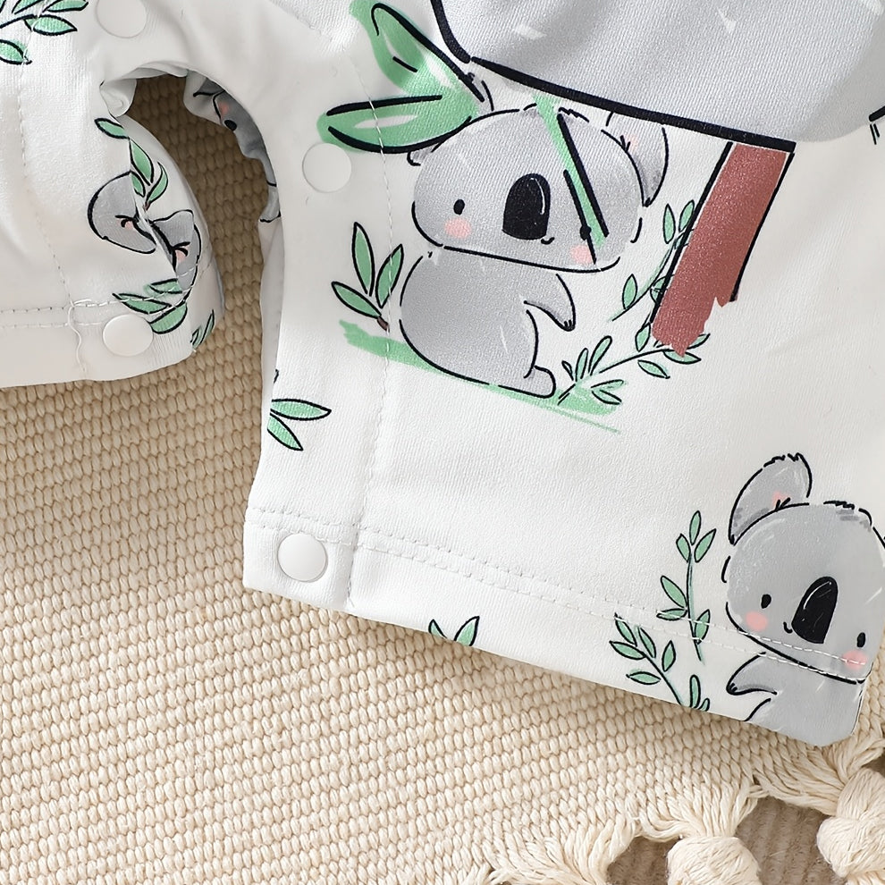 Cute Koala Print Short Sleeve Baby Jumpsuit