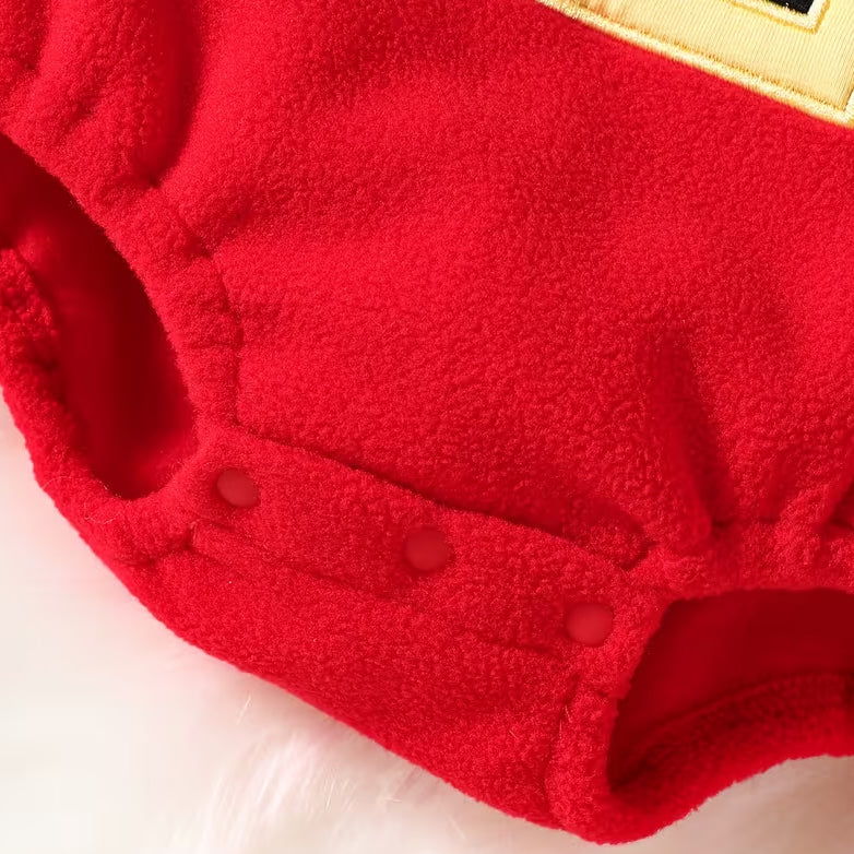 3PCS Christmas Stripe Print Long Sleeve Baby Fleece Set