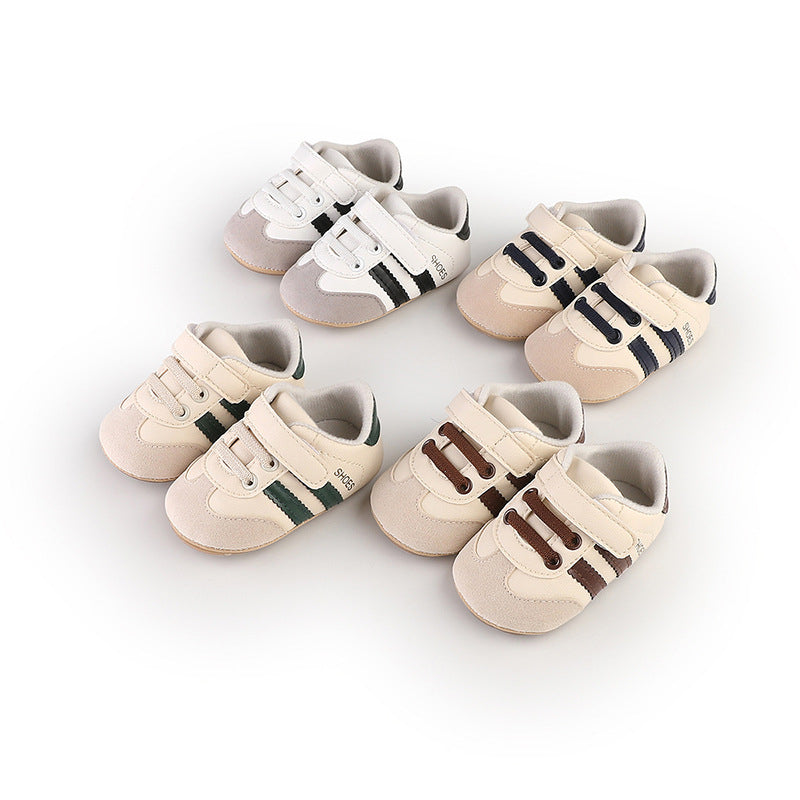 Striped Design Velcro Non Slip Sole Baby Shoes