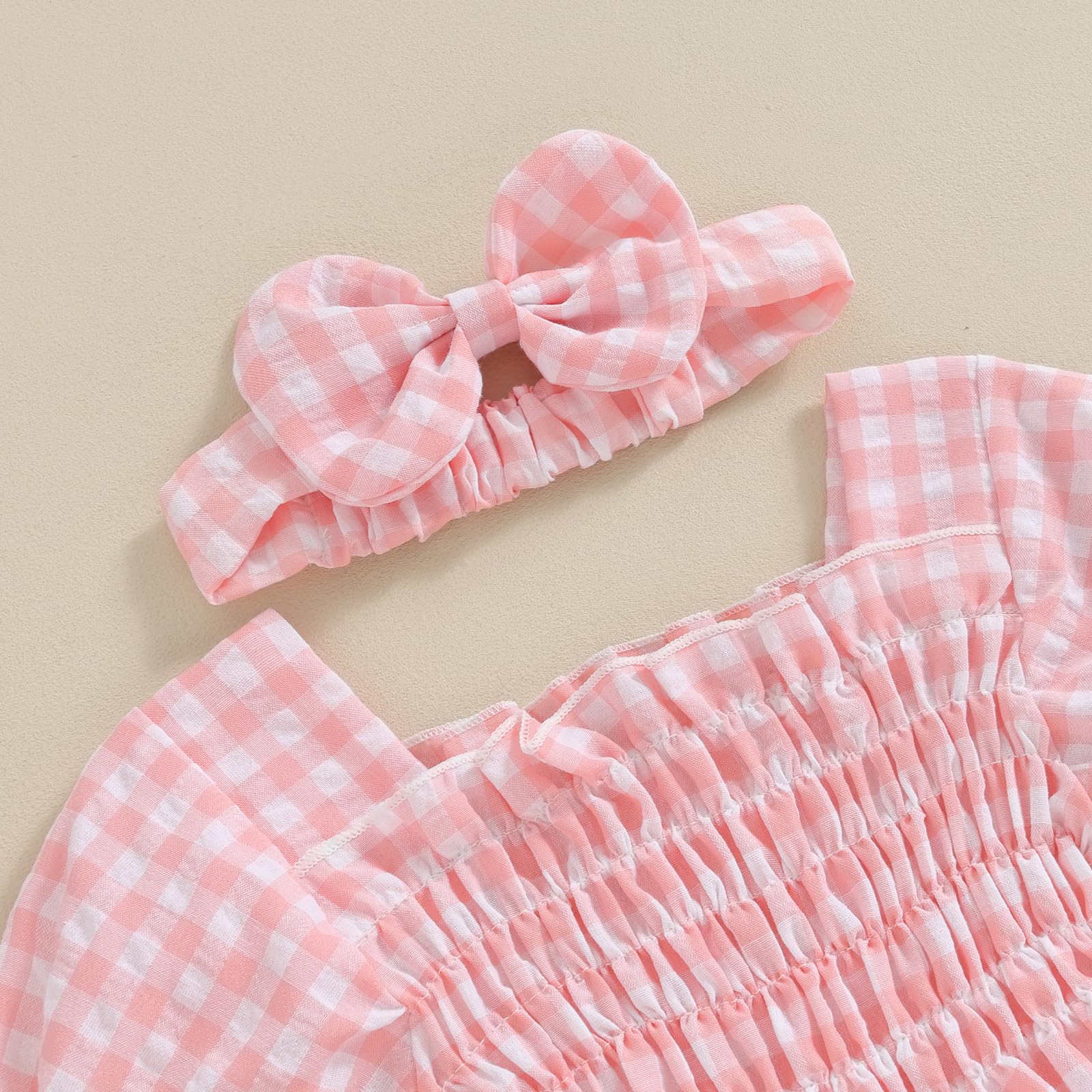 2PCS Sweet Plaid Printed Baby Romper