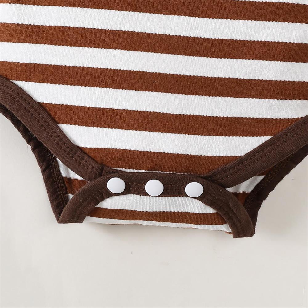 3PCS My 1st Thanksgiving Print Striped Long Sleeve Baby Set