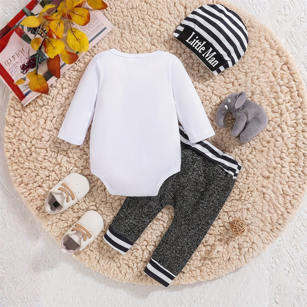 3PCS Mama's Boy Letter Printed Long Sleeve Baby Set