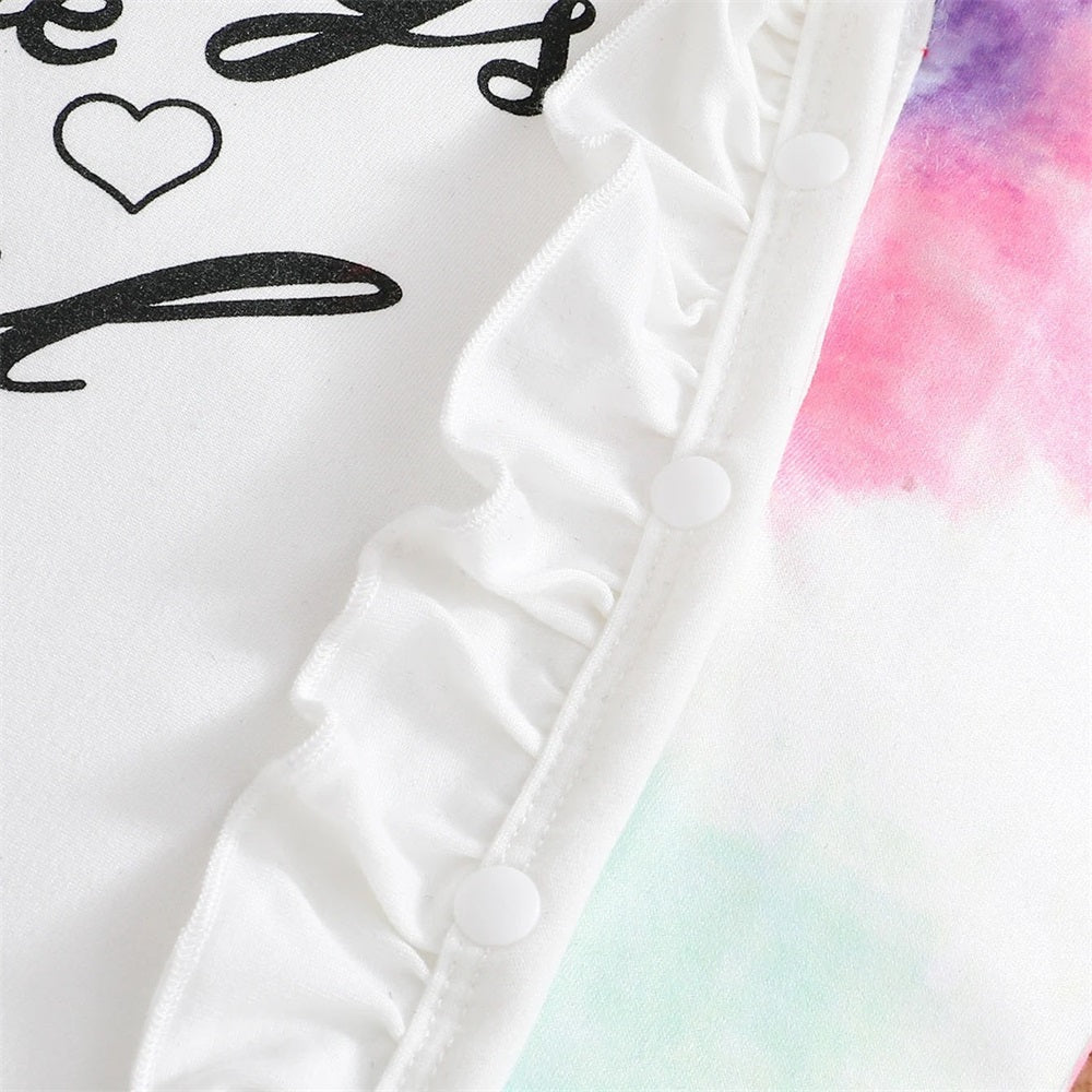 3PCS Daddy's Little Girl Letter Print Long Sleeve Baby Jumpsuit