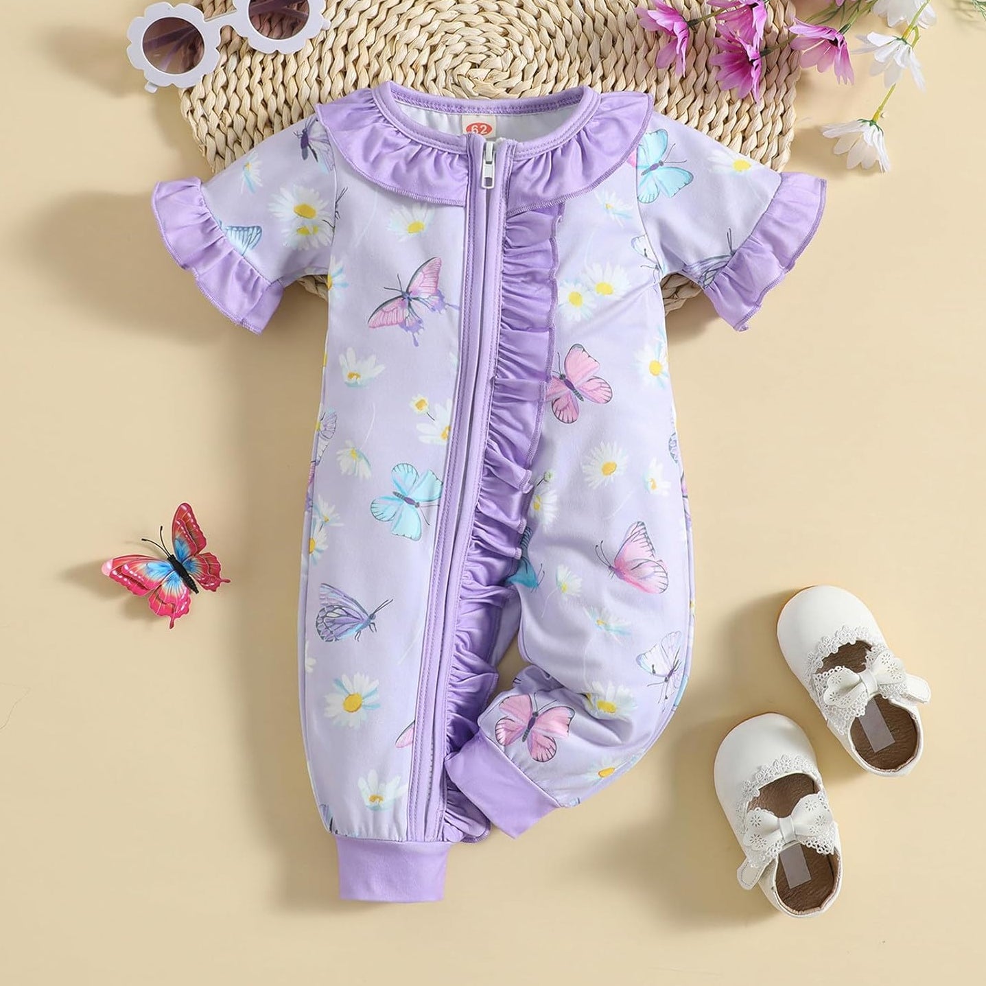 Pretty Butterfly Floral Printed Baby Jumpsuit