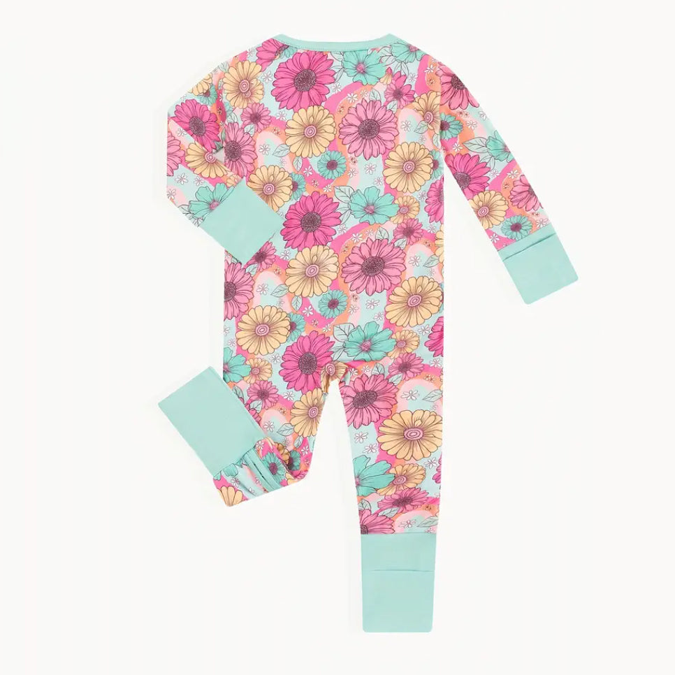 Grace Floral Printed Zipper Bamboo Viscose Baby Jumpsuit