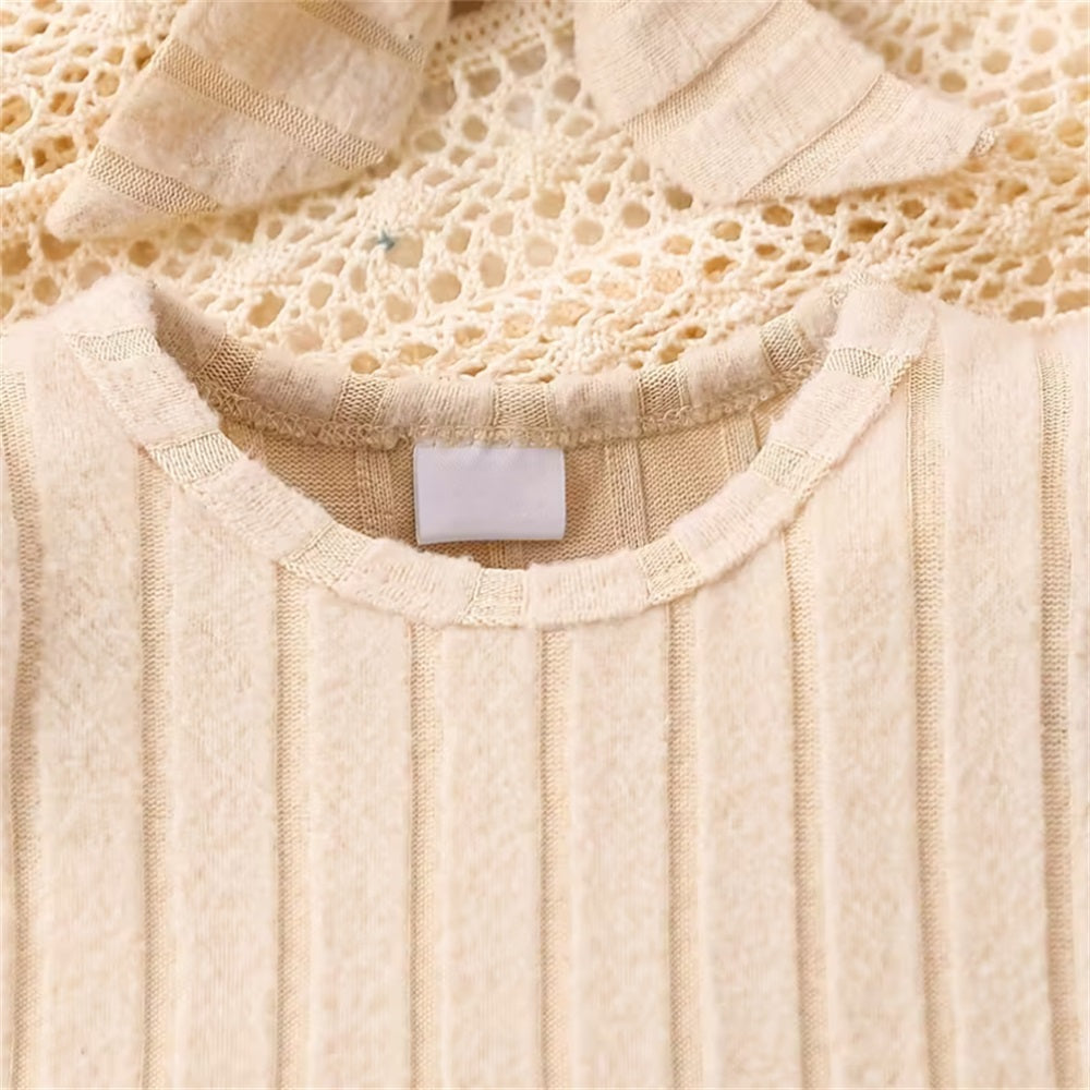 2PCS Butterfly Print Long Sleeve Plush Baby Jumpsuit