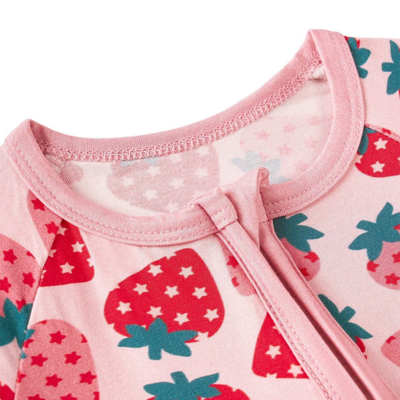 Strawberry Printed Zipper Bamboo Viscose Baby Jumpsuit