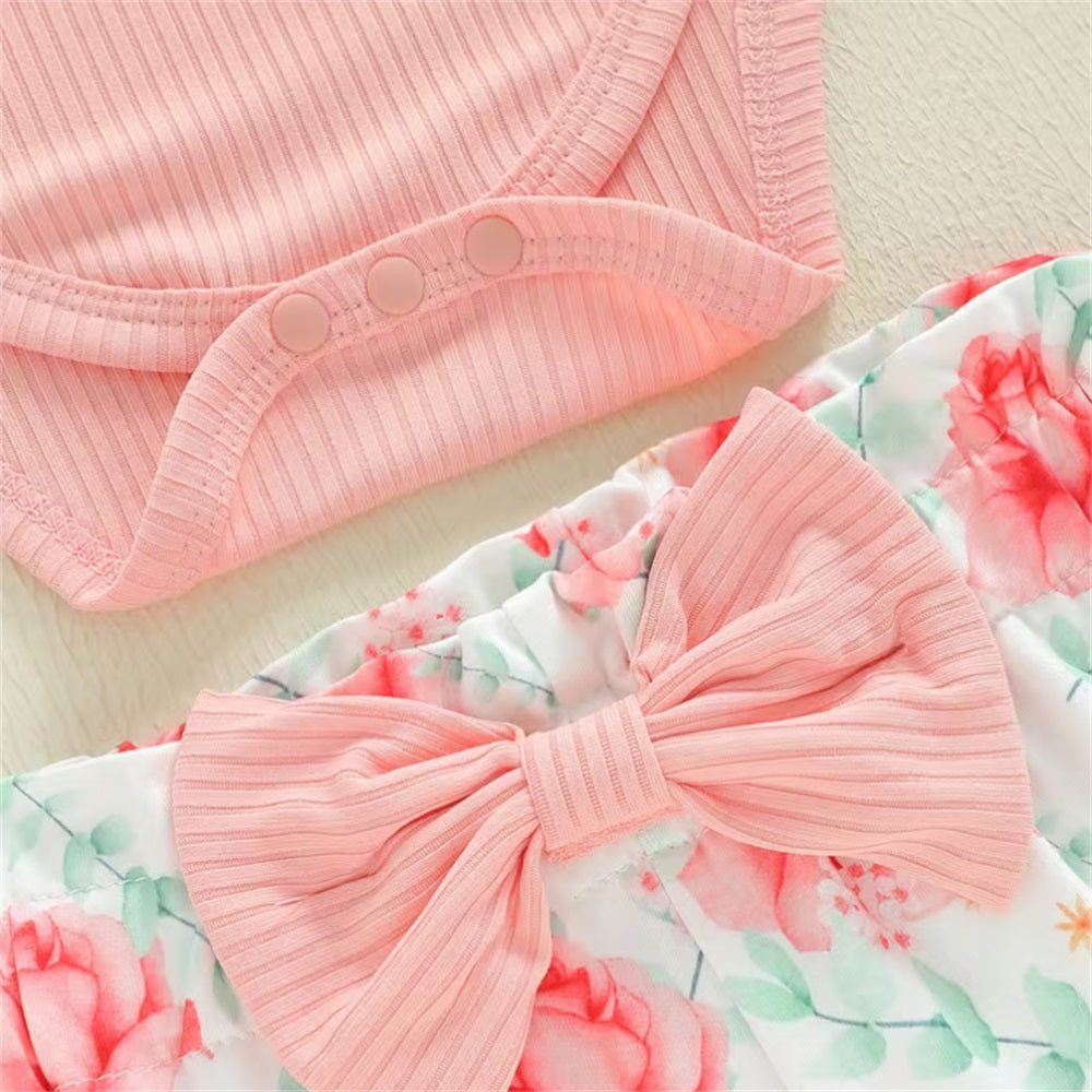 4PCS Daddy's Girl Letter Floral Printed Long Sleeve Baby Set