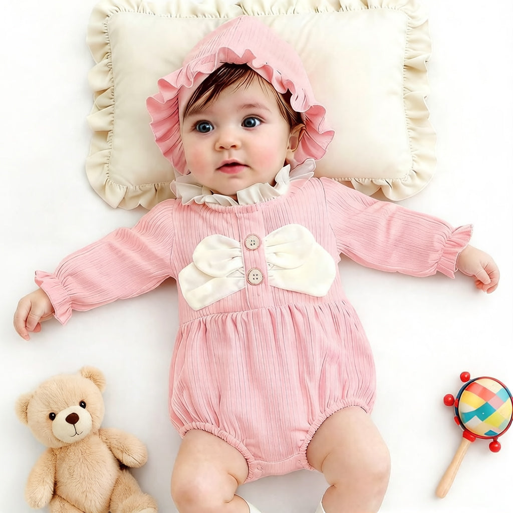 2PCS Lovely Solid Color Ruffles Decoration Baby Romper