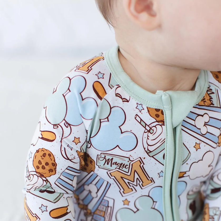 Cartoon Food Printed Zipper Bamboo Viscose Baby Jumpsuit