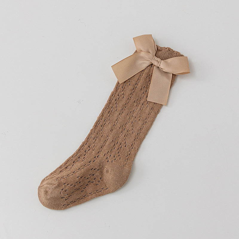Breathable Mesh Bow Lace Long Baby Socks