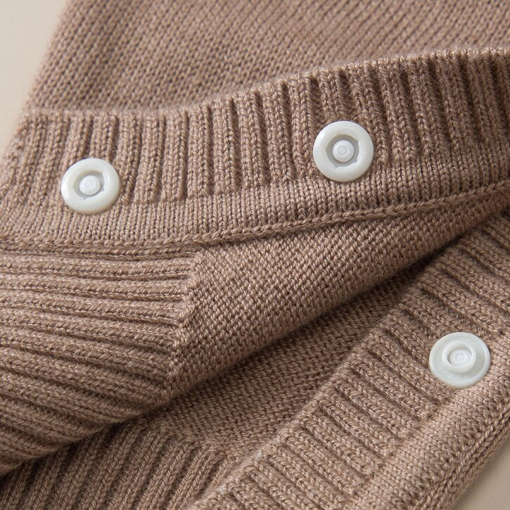 Baby Knit Jumpsuit with 3D Bear Ears and Bear Face Long Sleeve