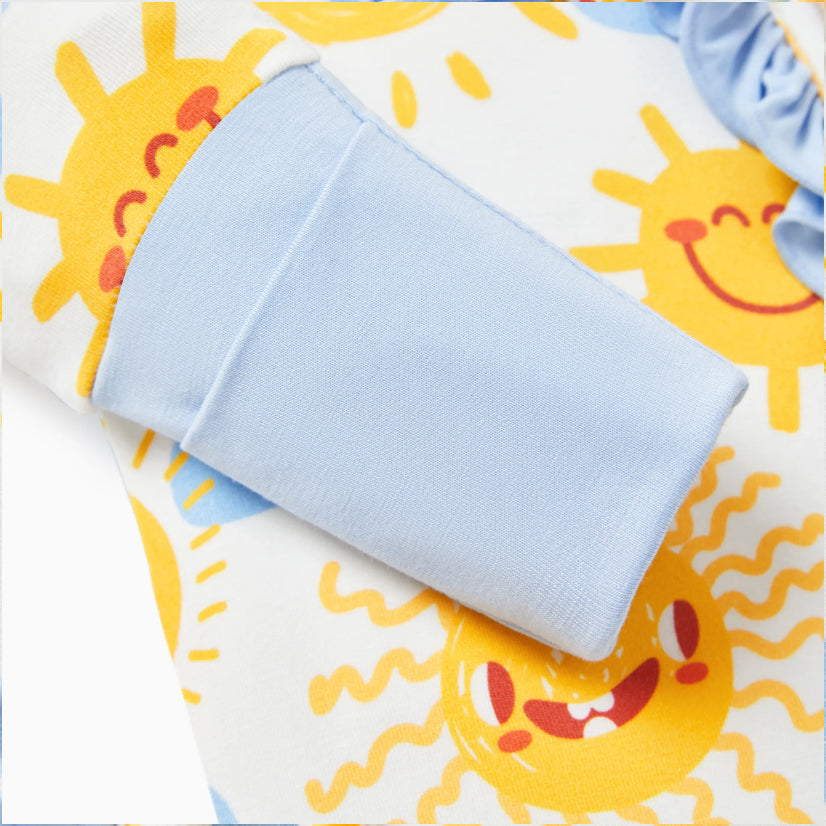 2PCS Sun Cloud Printed Zipper Bamboo Viscose Baby Jumpsuit