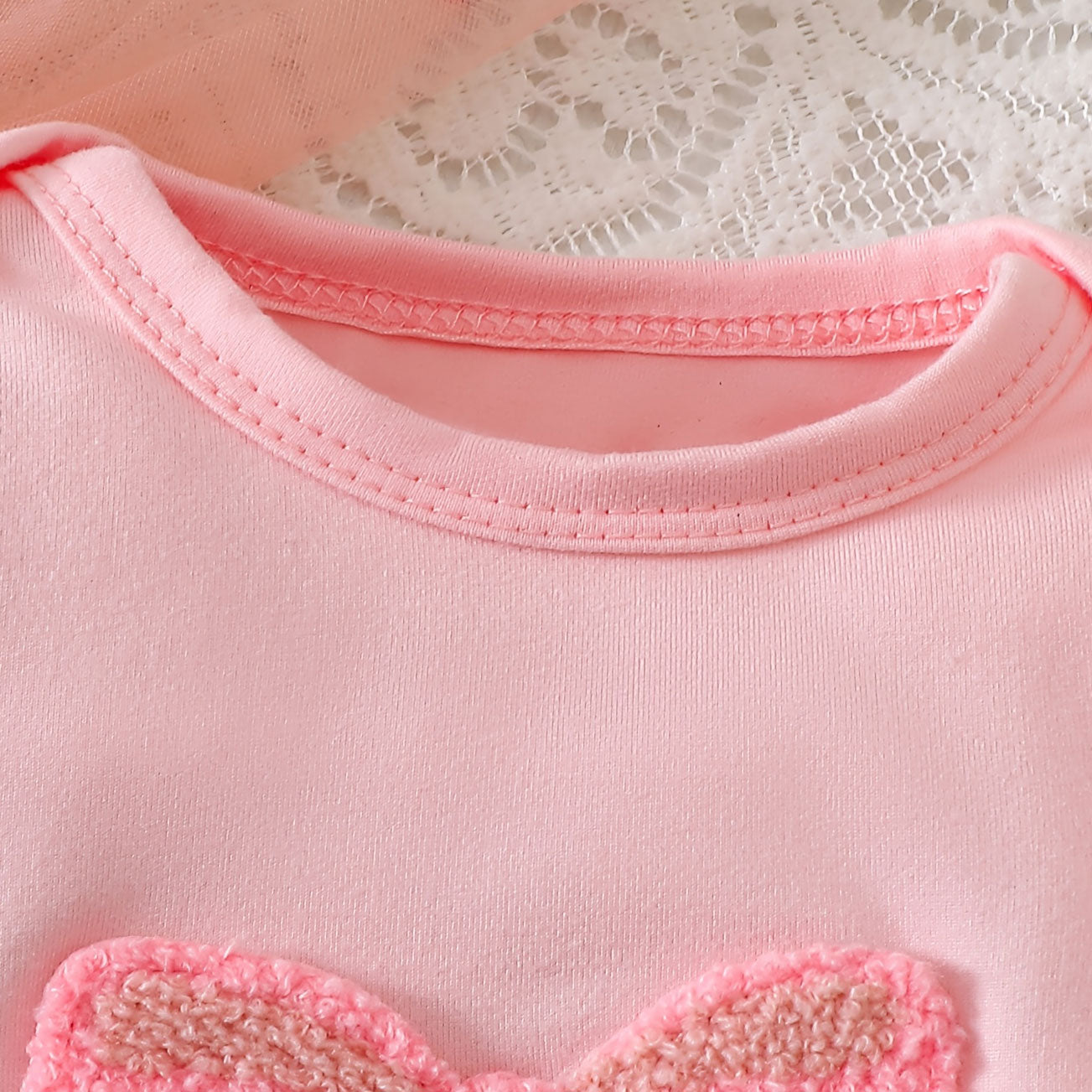 2PCS Pretty Bow Appliqué Long Sleeve Baby Girl Set