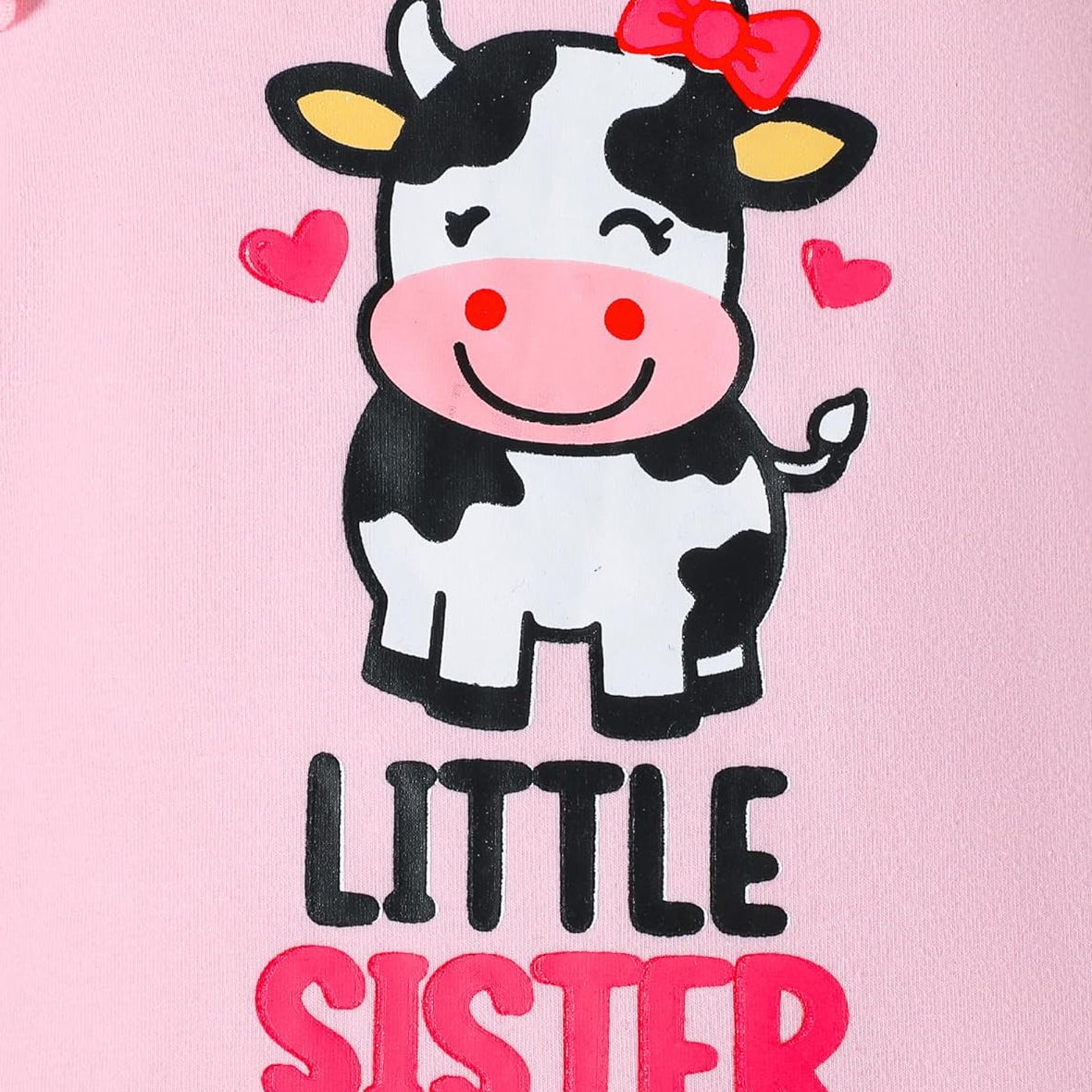 3PCS Lovely Llittle Sister Letter Cow Printed Short Sleeve Baby Set