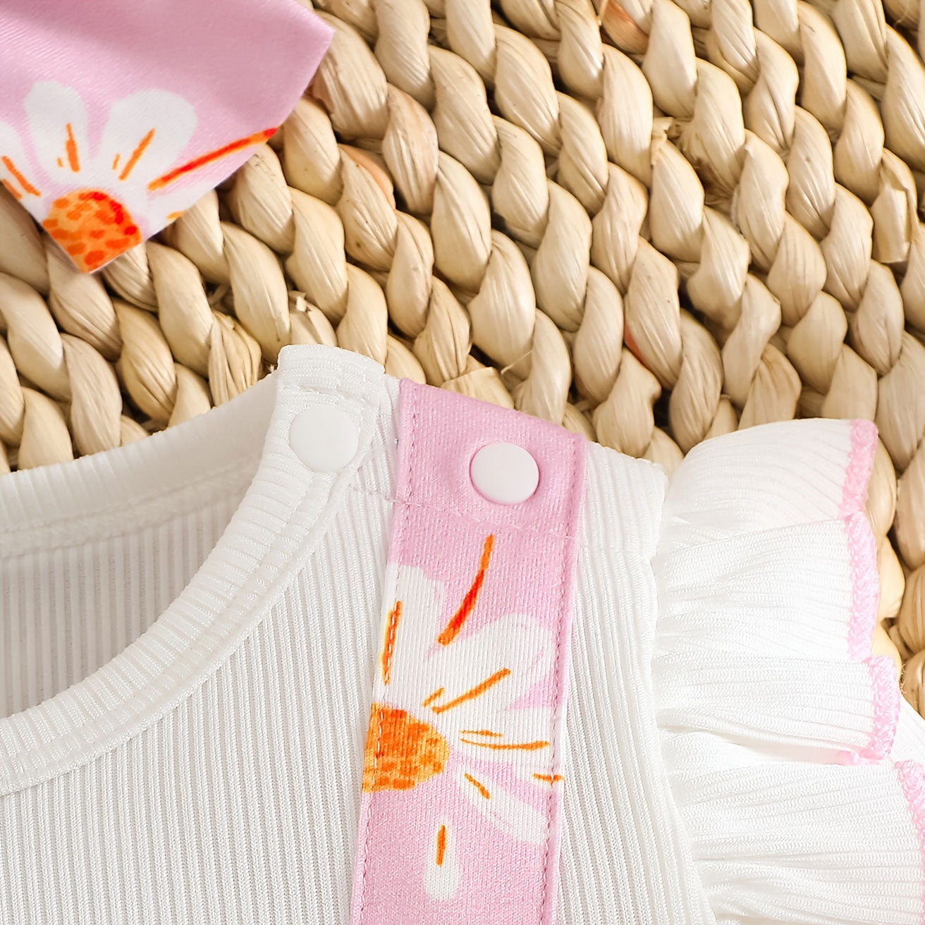2PCS Bubbly Daisy Printed Long Sleeve Baby Girl Jumpsuit