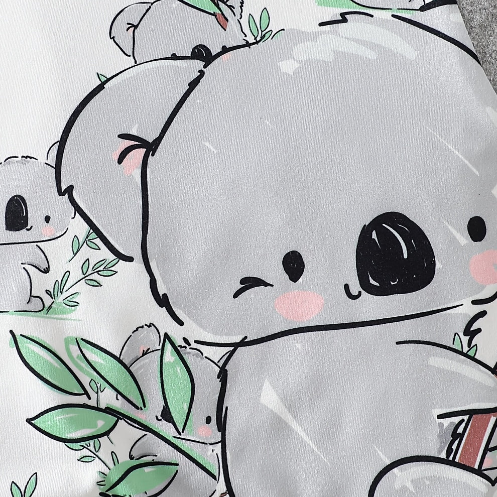 Cute Koala Print Short Sleeve Baby Jumpsuit