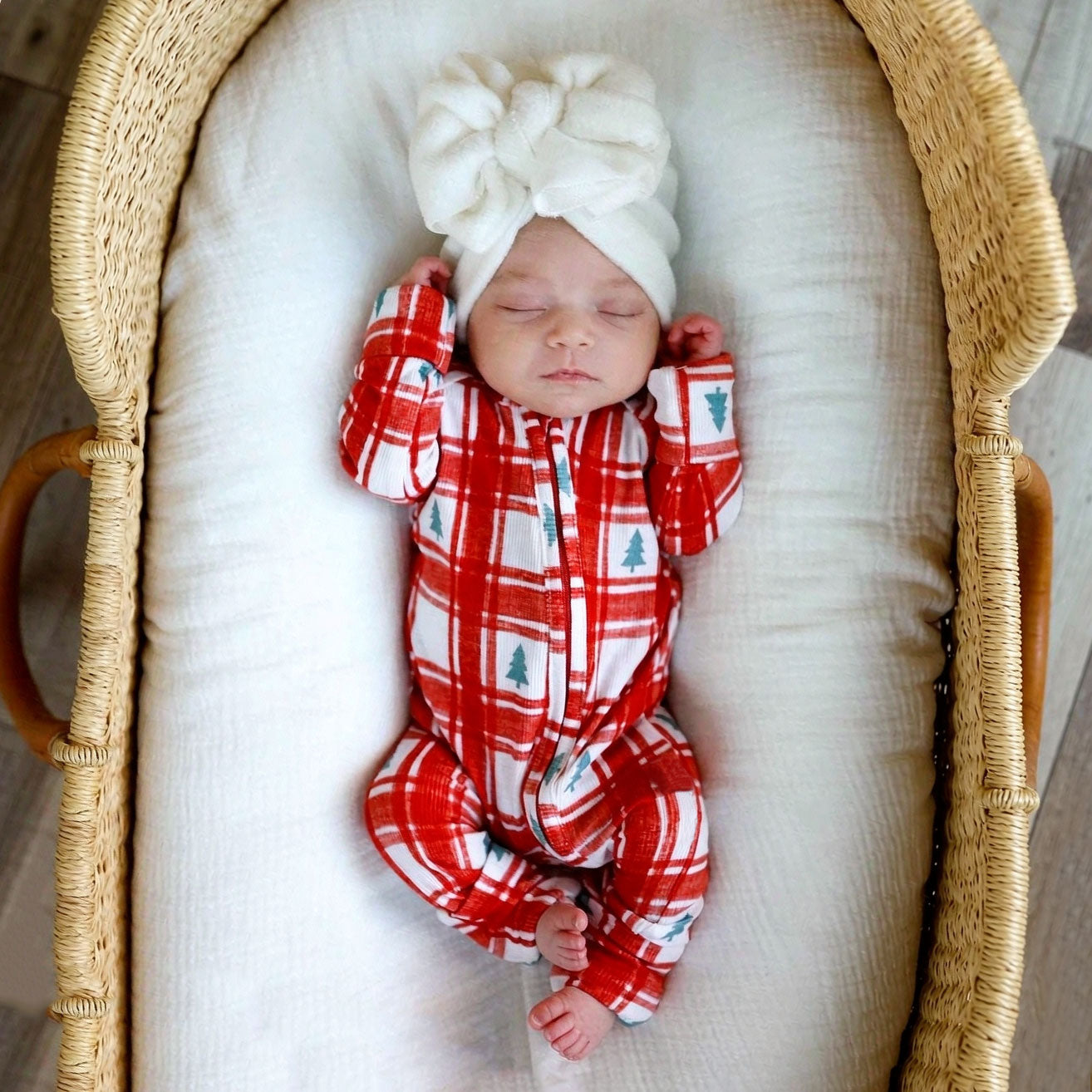 Adorable Christmas Tree Plaid Printed Zipper Baby Jumpsuit