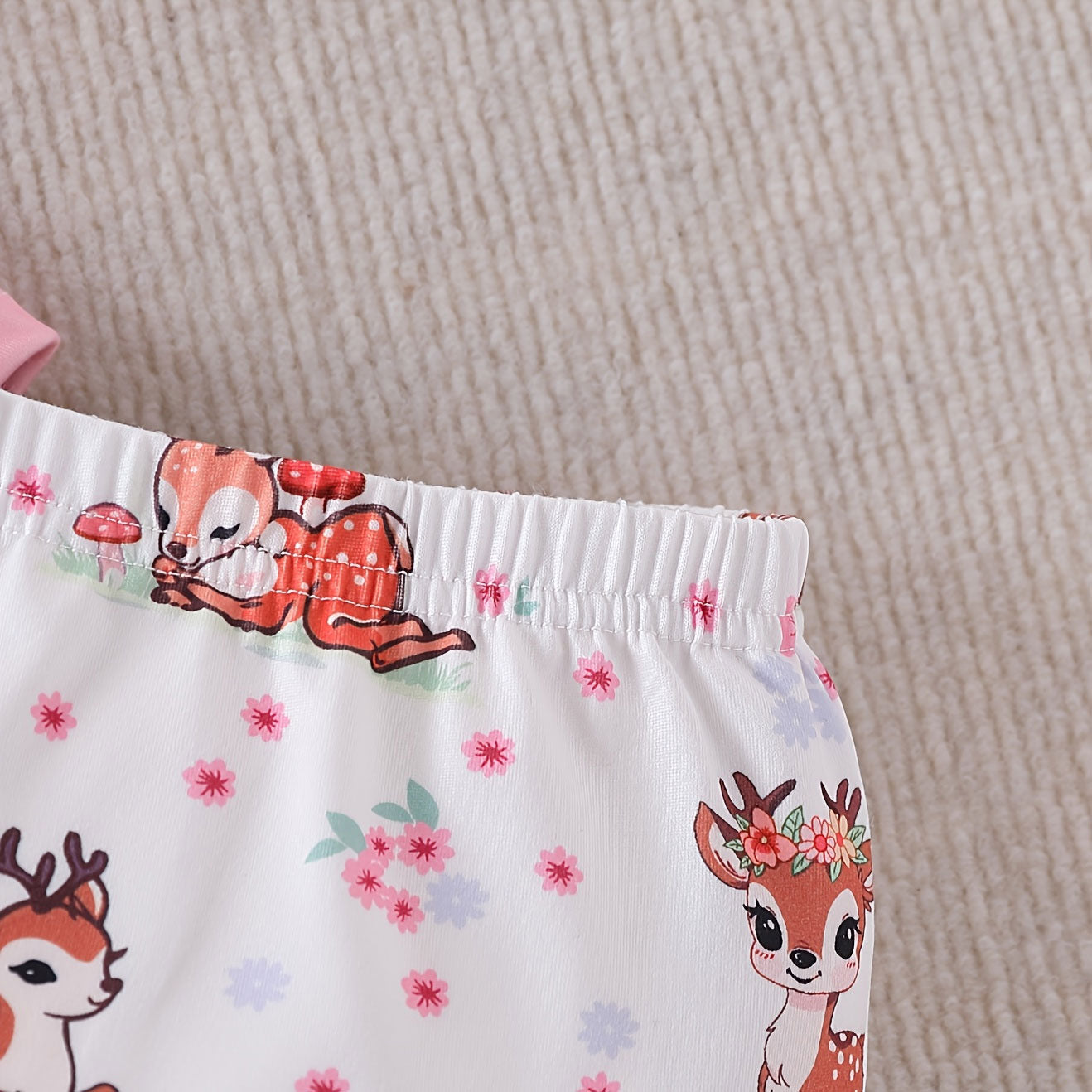 3PCS Cute Little Deer Floral Print Long Sleeve Baby Set
