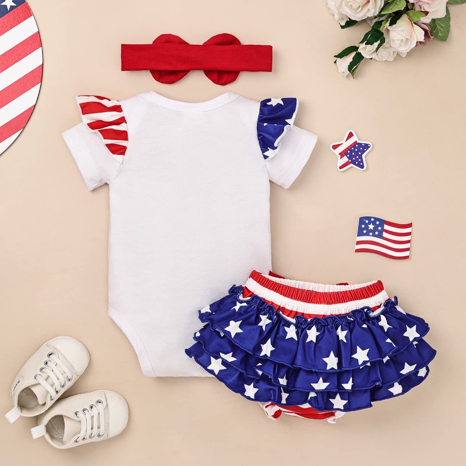 3PCS American Independence Day Short Sleeve Baby Set